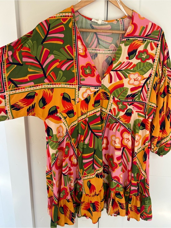 Label Of Love Dresses & Skirts - Tropical Patchwork Maxi Dress - Pink, Green & Yellow